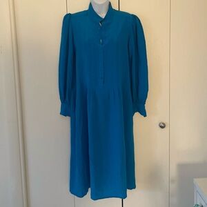 Cassis Vintage Silk button bodice long sleeve dress pockets 6